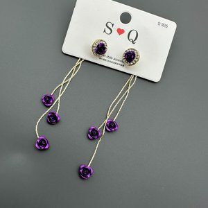 Pendant Stunning Purple Earrings High-Quality Materials Elegance to Any Outfit